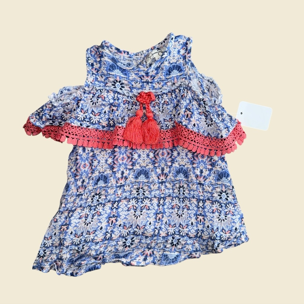 Jessica Simpson Kids Floral Top with Blue and Red Accents